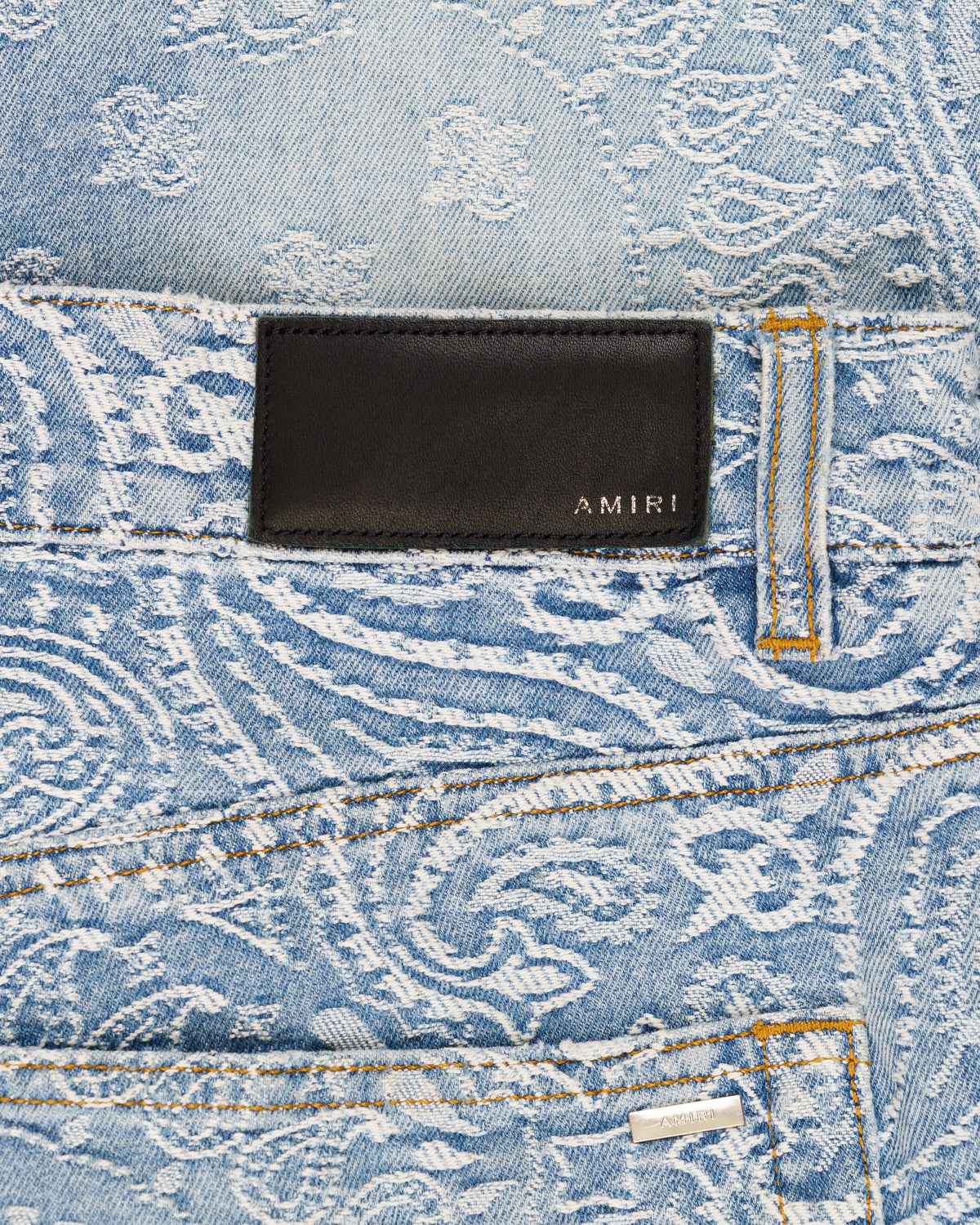 Amiri blue bandana jacquard denim shorts