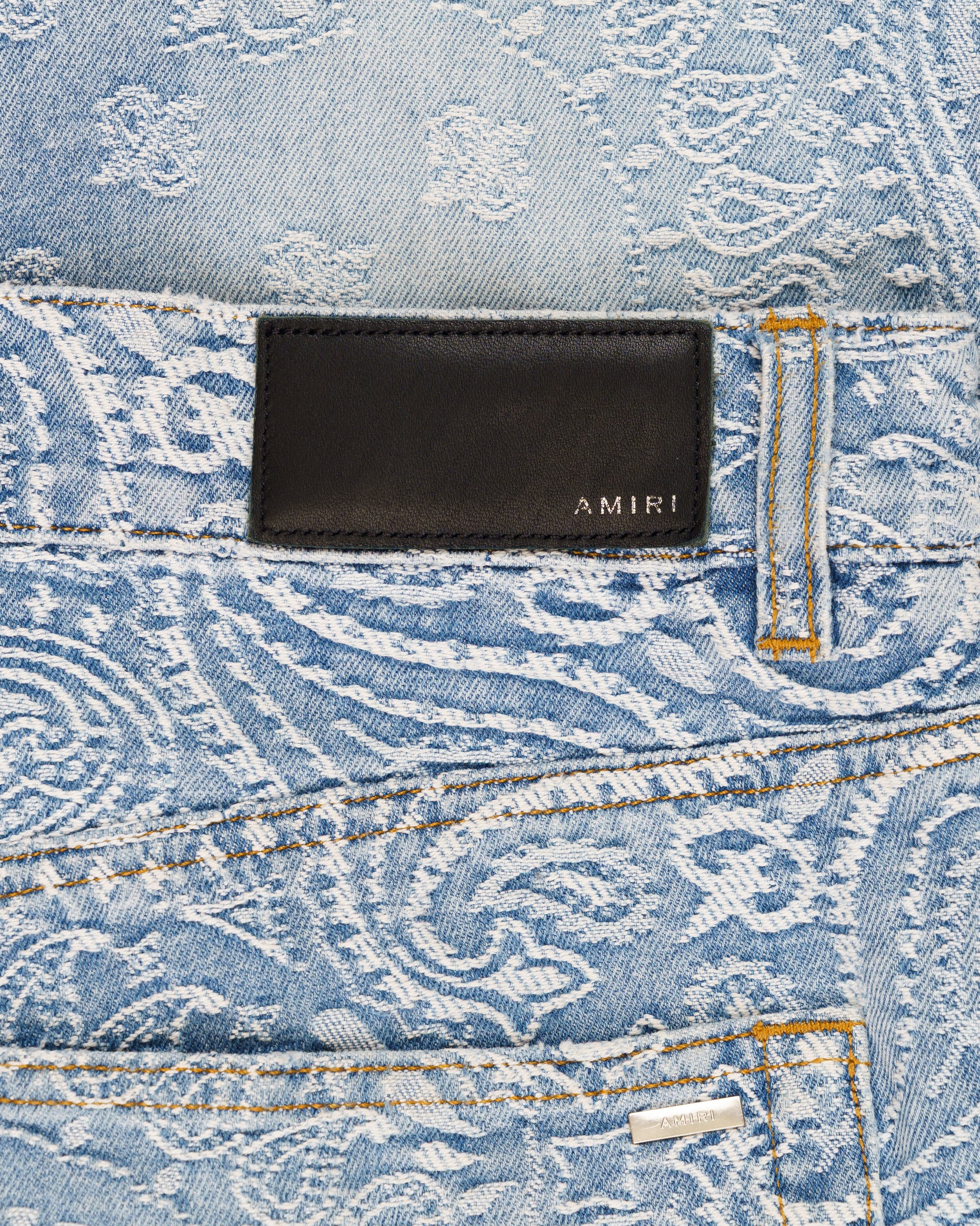 Amiri blue bandana jacquard denim shorts
