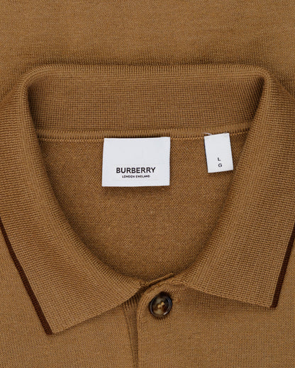 Burberry emblem-logo knitted polo-collar t-shirt detail 3