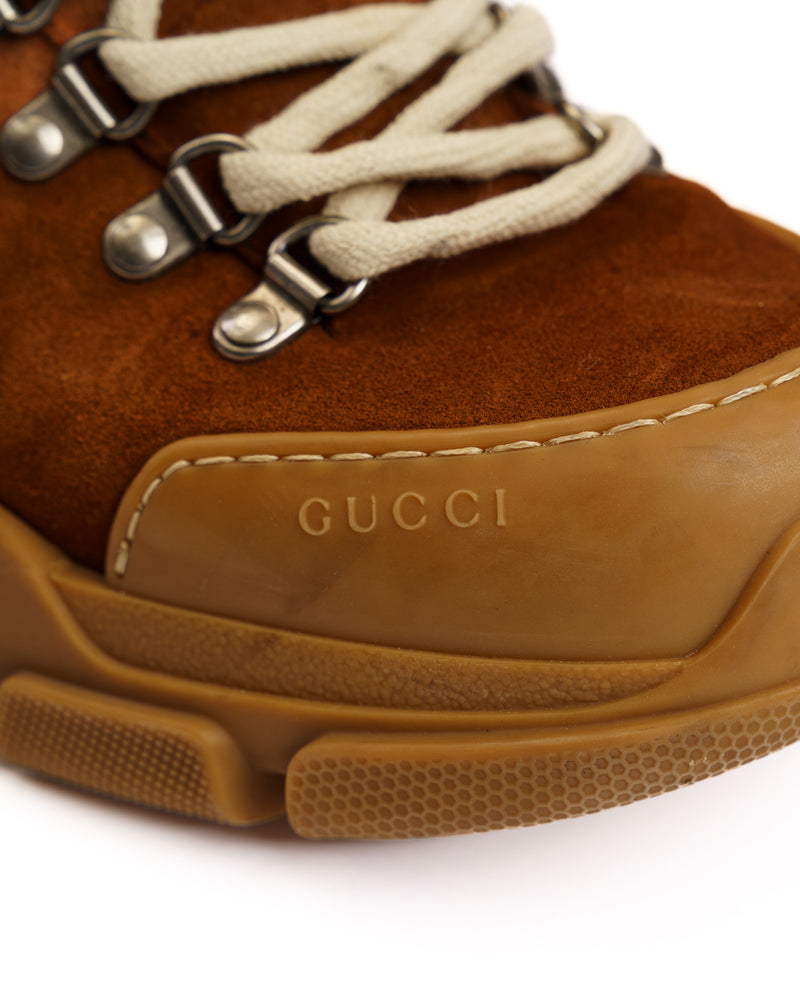 Gucci Flashtrek monogram brown hiking boots thumbnail