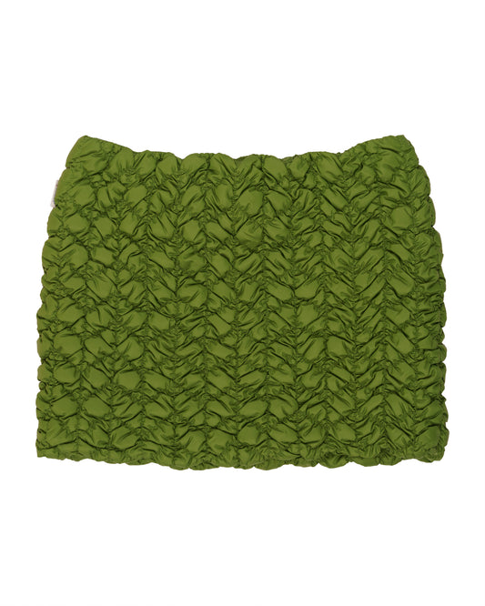 Moncler quilted nylon neon green mini skirt