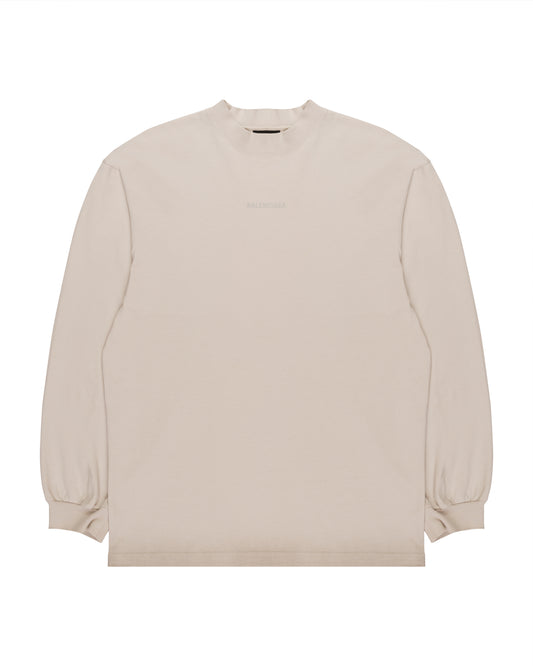 Balenciaga reflective logo cream long sleeve t-shirt