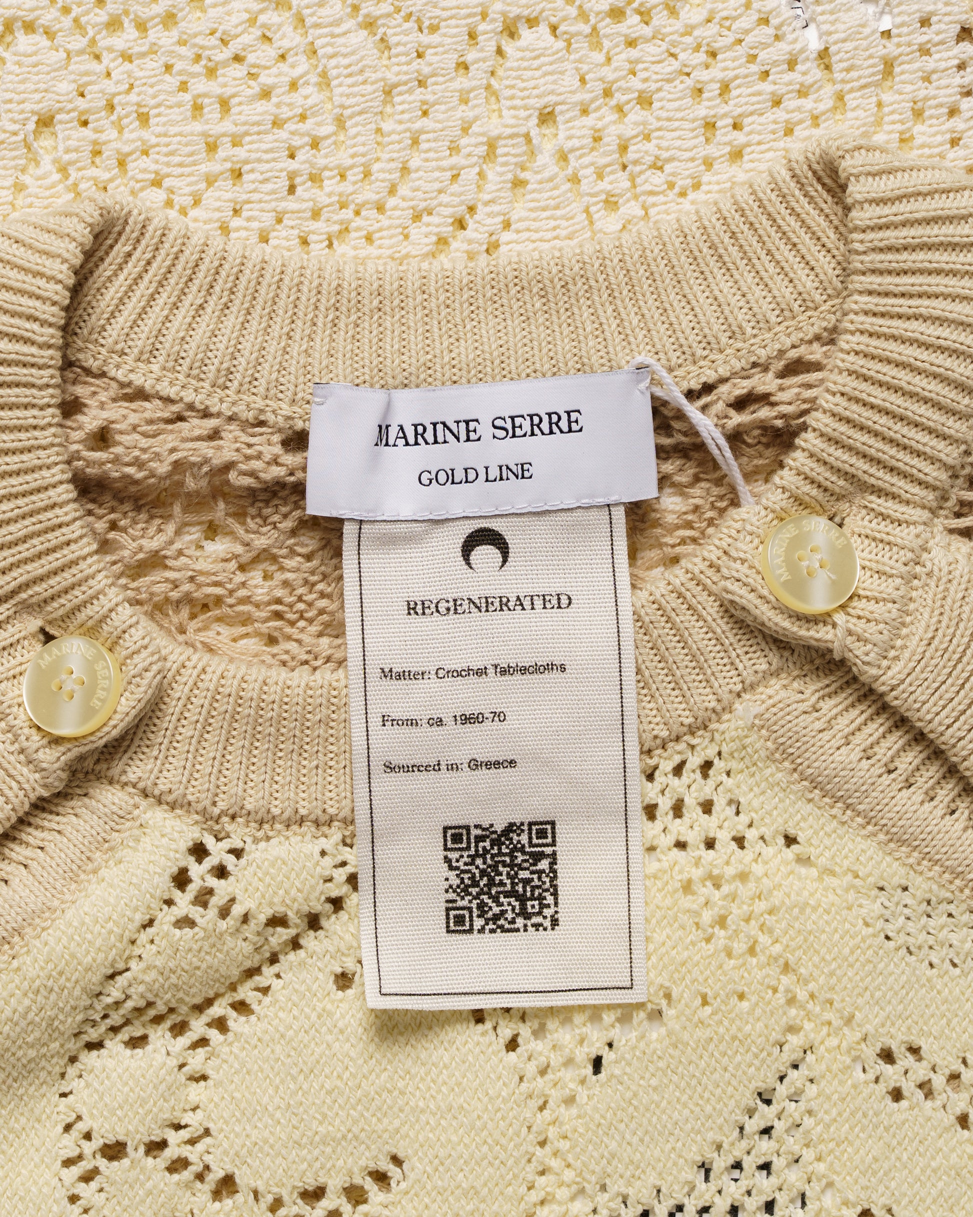 Marine Serre regenerated crochet raglan natural sweater Marine Serre