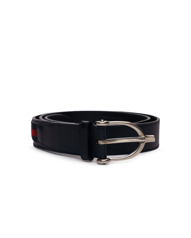 Gucci Stirrup black leather belt