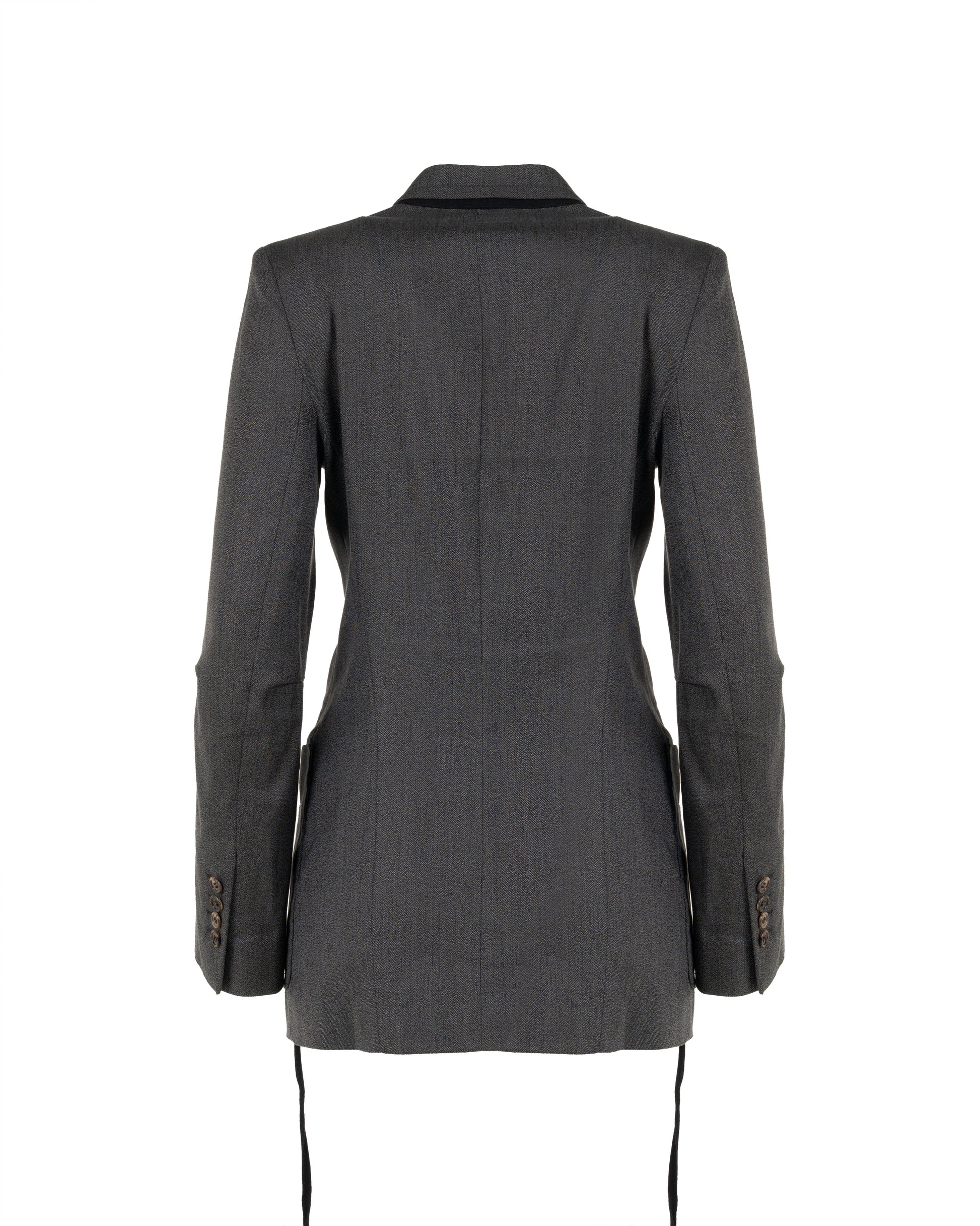 Ann Demeulemeester laced grey elongated blazer jacket Ann