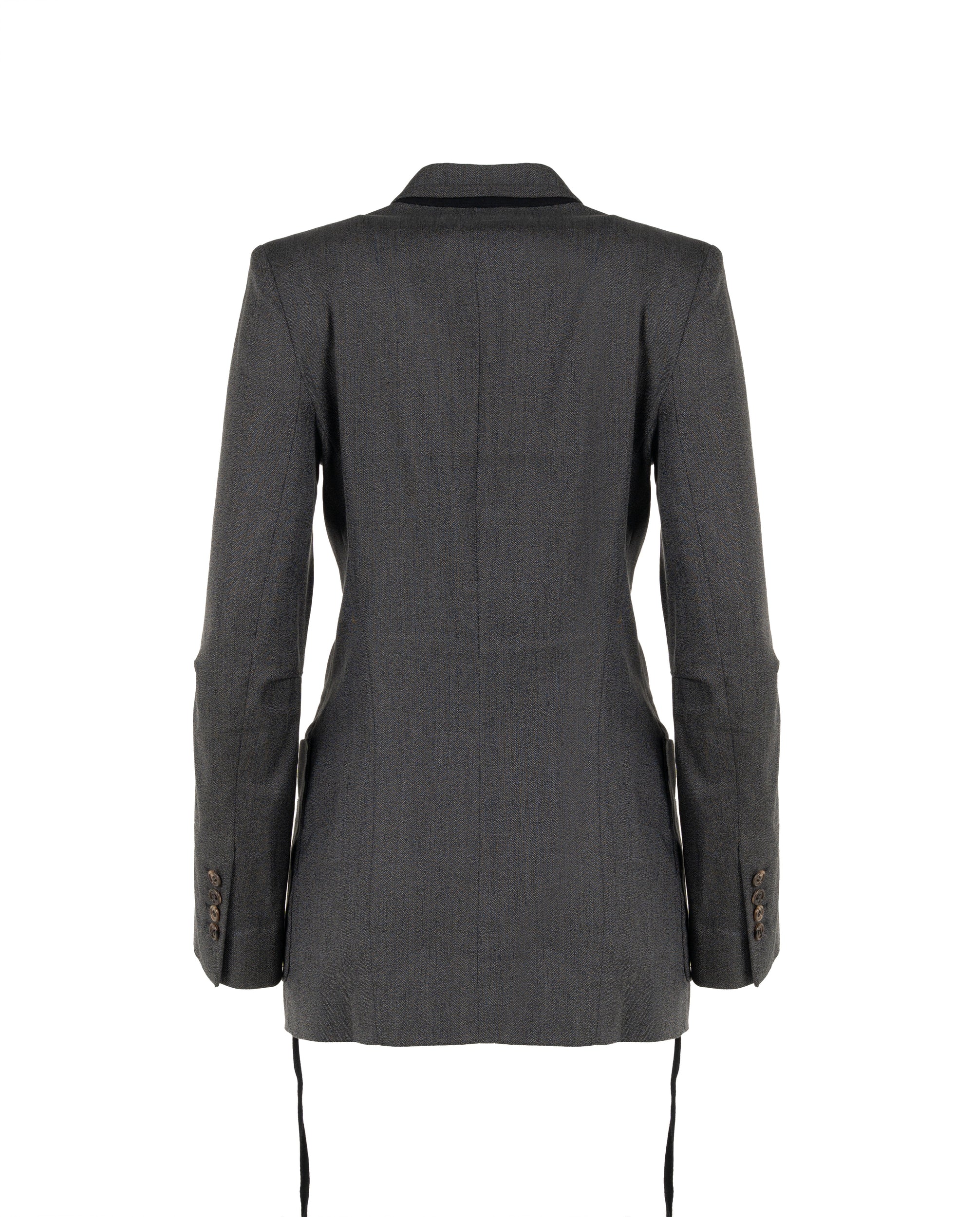 Ann Demeulemeester laced grey elongated blazer jacket