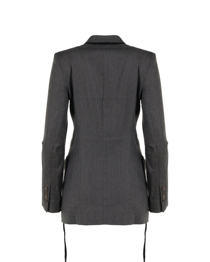 Ann Demeulemeester laced grey elongated blazer jacket Ann