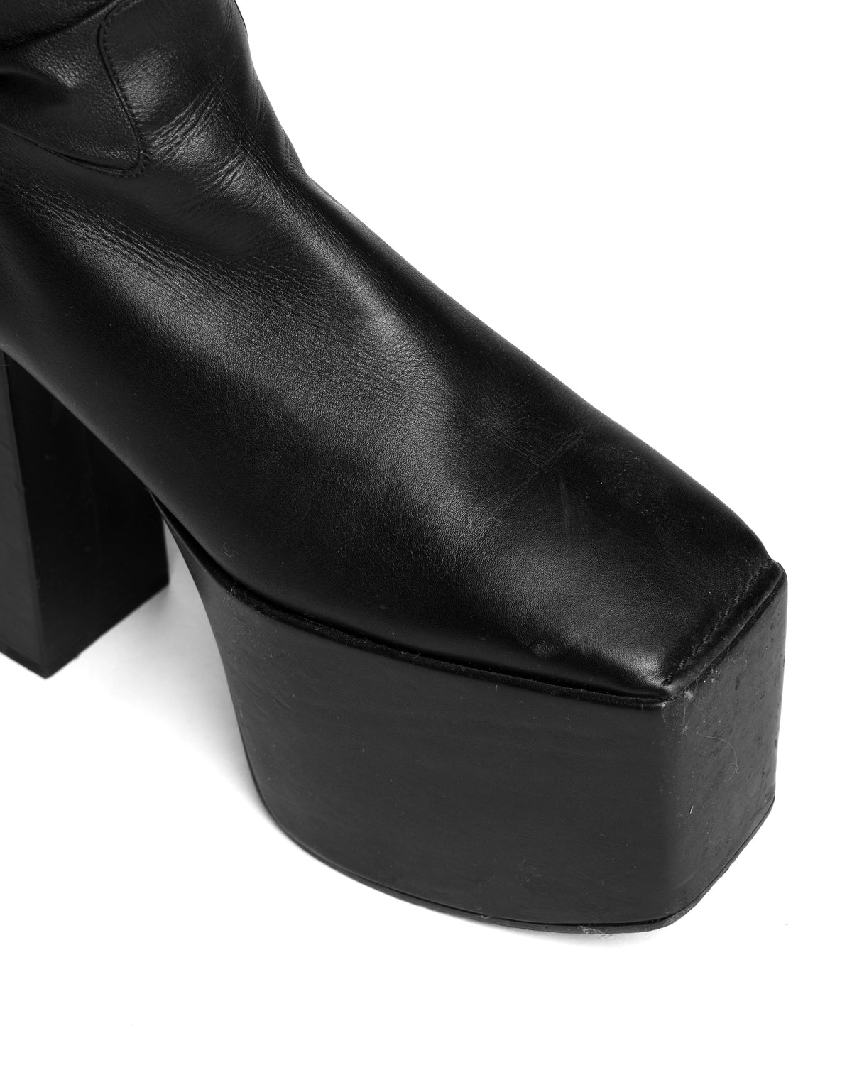 Balenciaga high-knee platform black leather boots