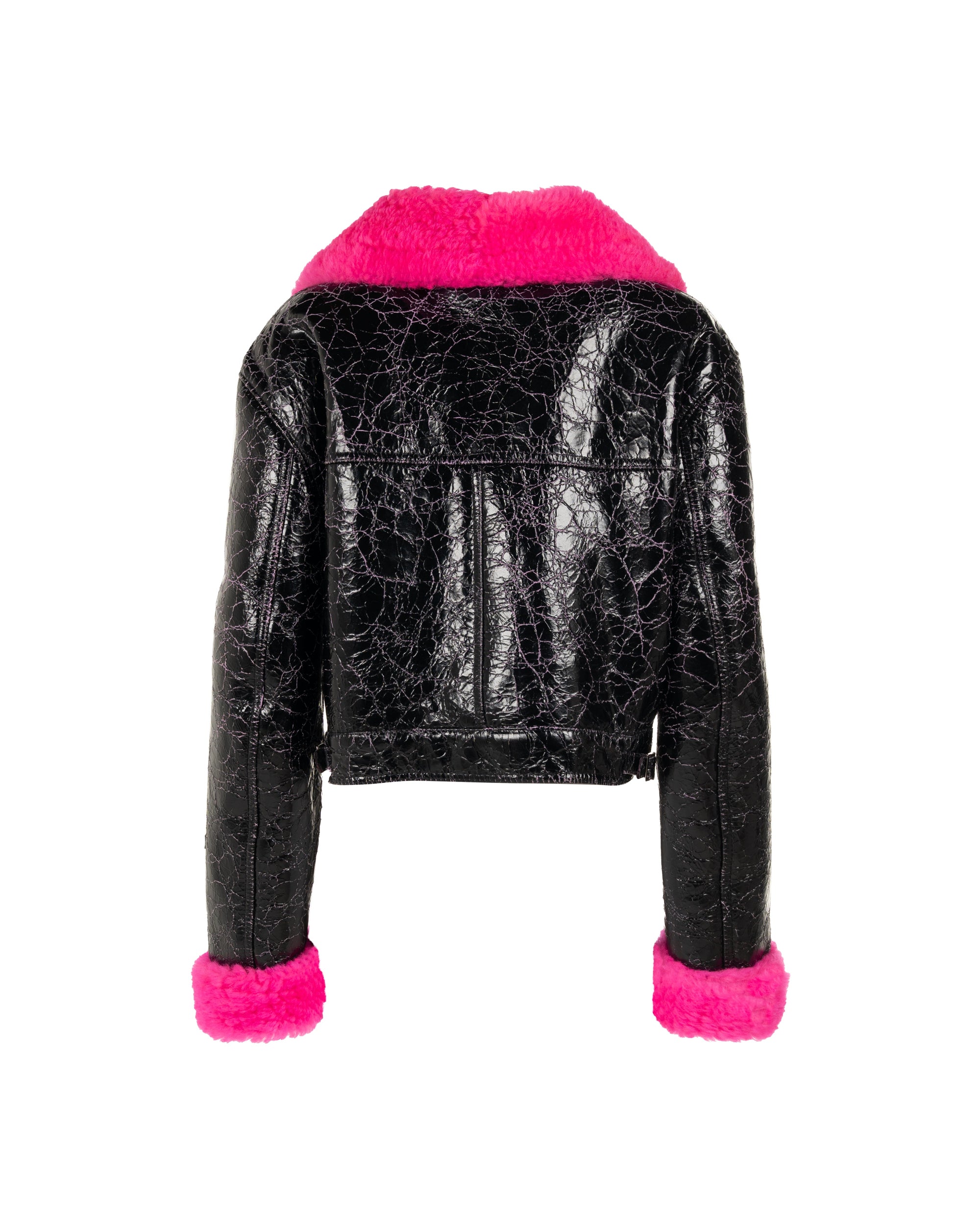 MISBHV crinkled faux-shearling pilot jacket