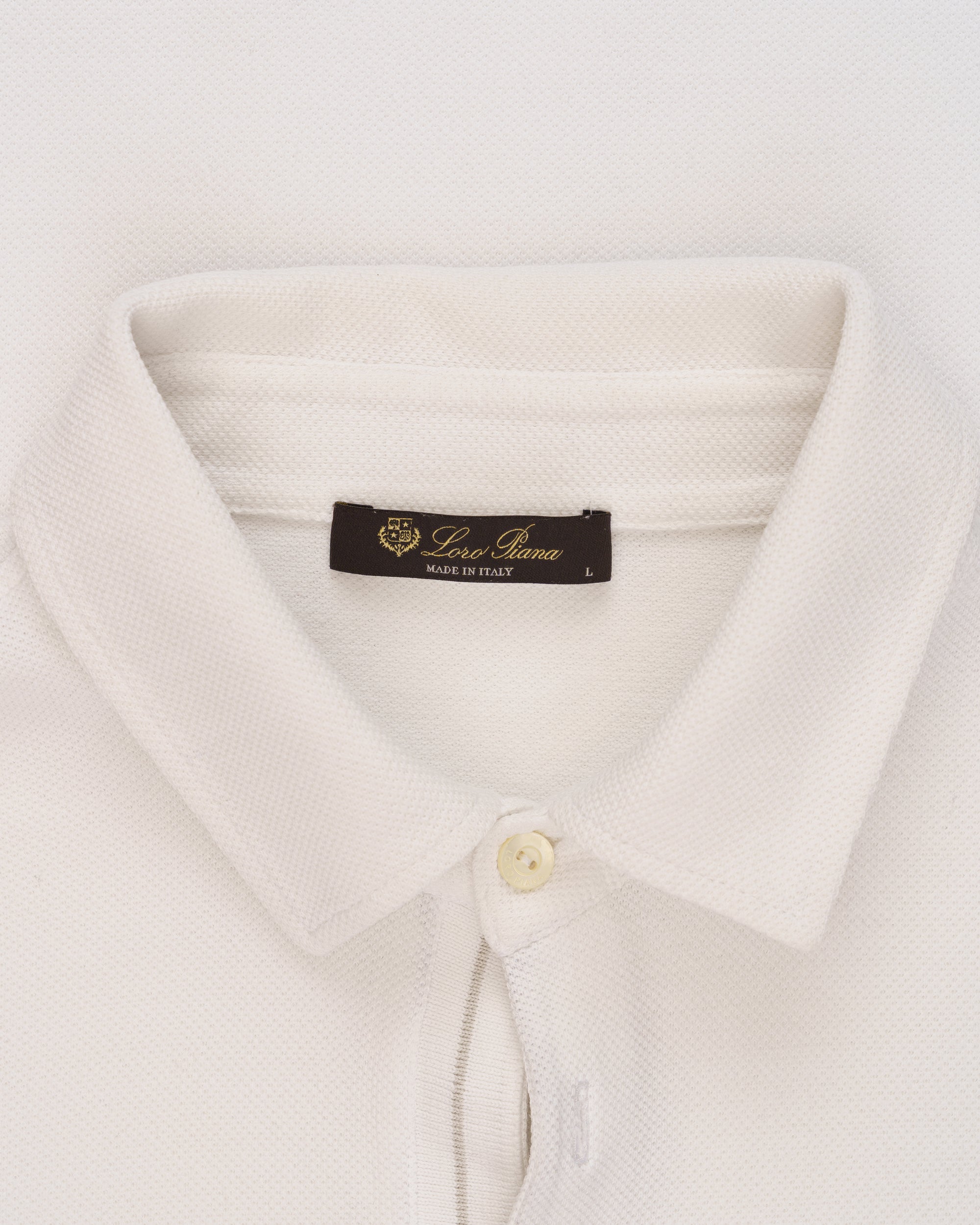 Loro Piana cotton white polo-collar t-shirt