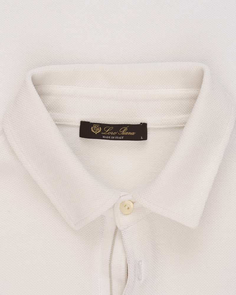 Loro Piana cotton white polo-collar t-shirt thumbnail