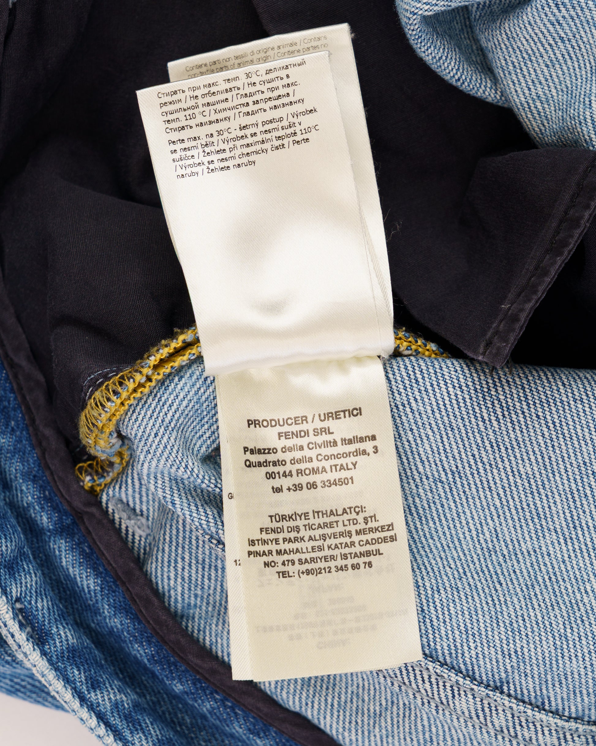 Fendi Cards Deck printed blue denim pants Fendi