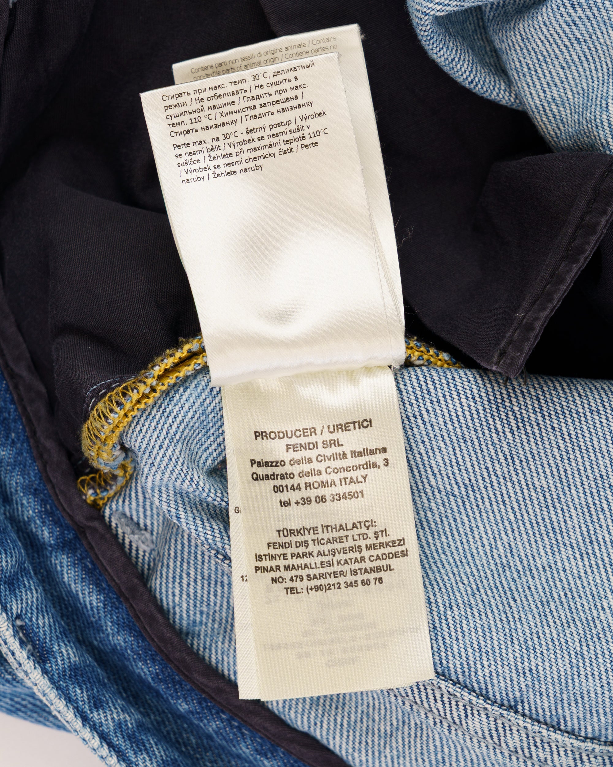 Fendi Cards Deck printed blue denim pants