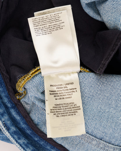 Fendi Cards Deck printed blue denim pants Fendi