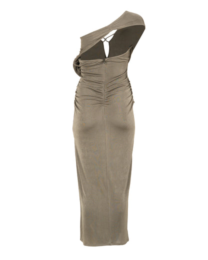 MISBHV 1-OF-1 drape lace beige dress MISBHV