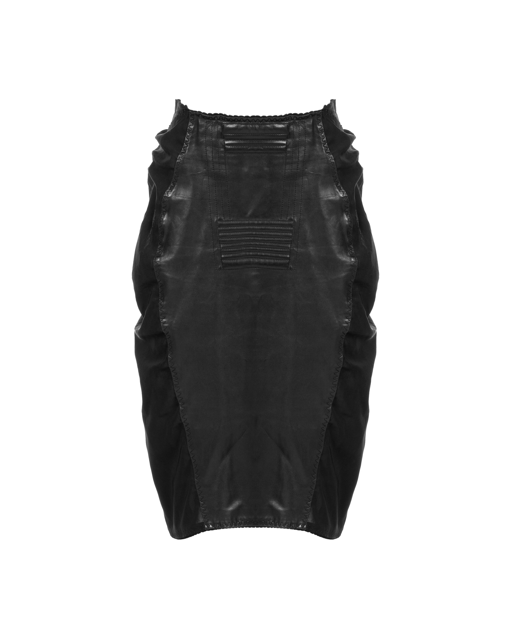 Jean Paul Gaultier Re-edition Spring-Summer 1987 paneled leather mini skirt