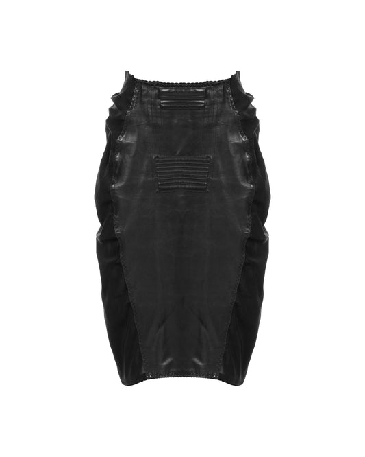 Jean Paul Gaultier Re-edition Printemps-été 1987 leather panelled mini skirt Jean