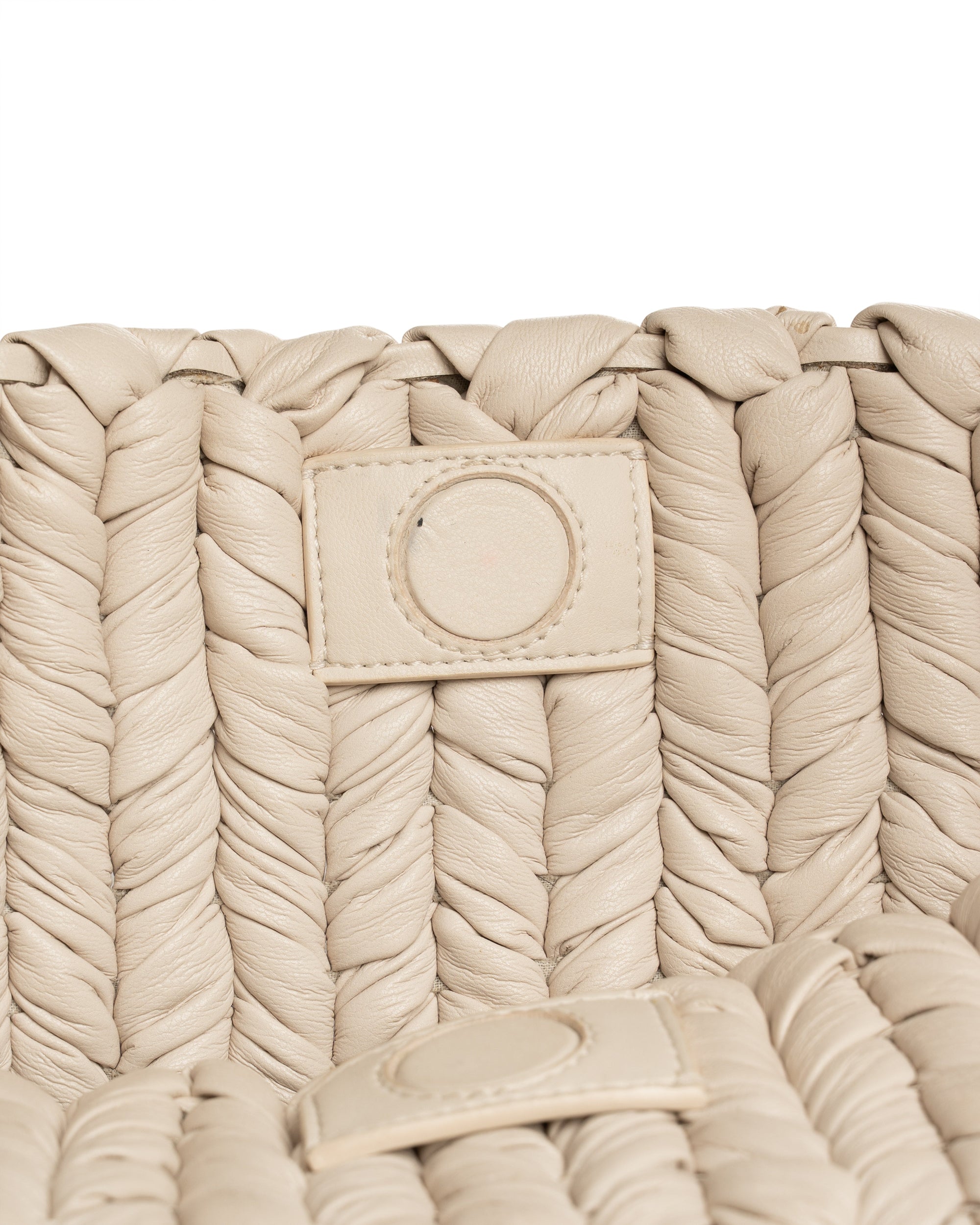 Nanushka The Square press-stud cream white shoulder bag