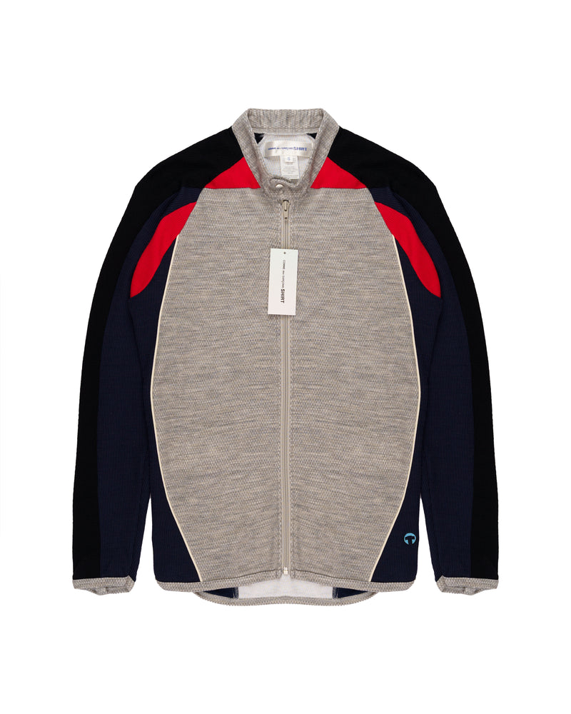 COMME des GARÇONS SHIRT jersey panelled grey sweater thumbnail