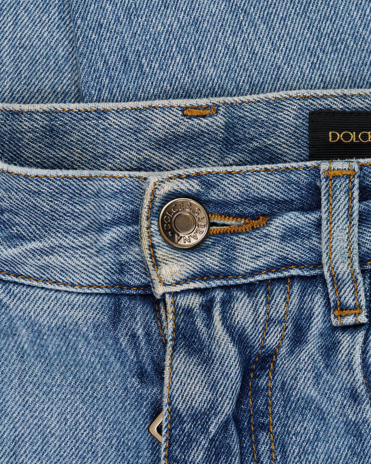Dolce and Gabbana metal logo emblem blue denim pants