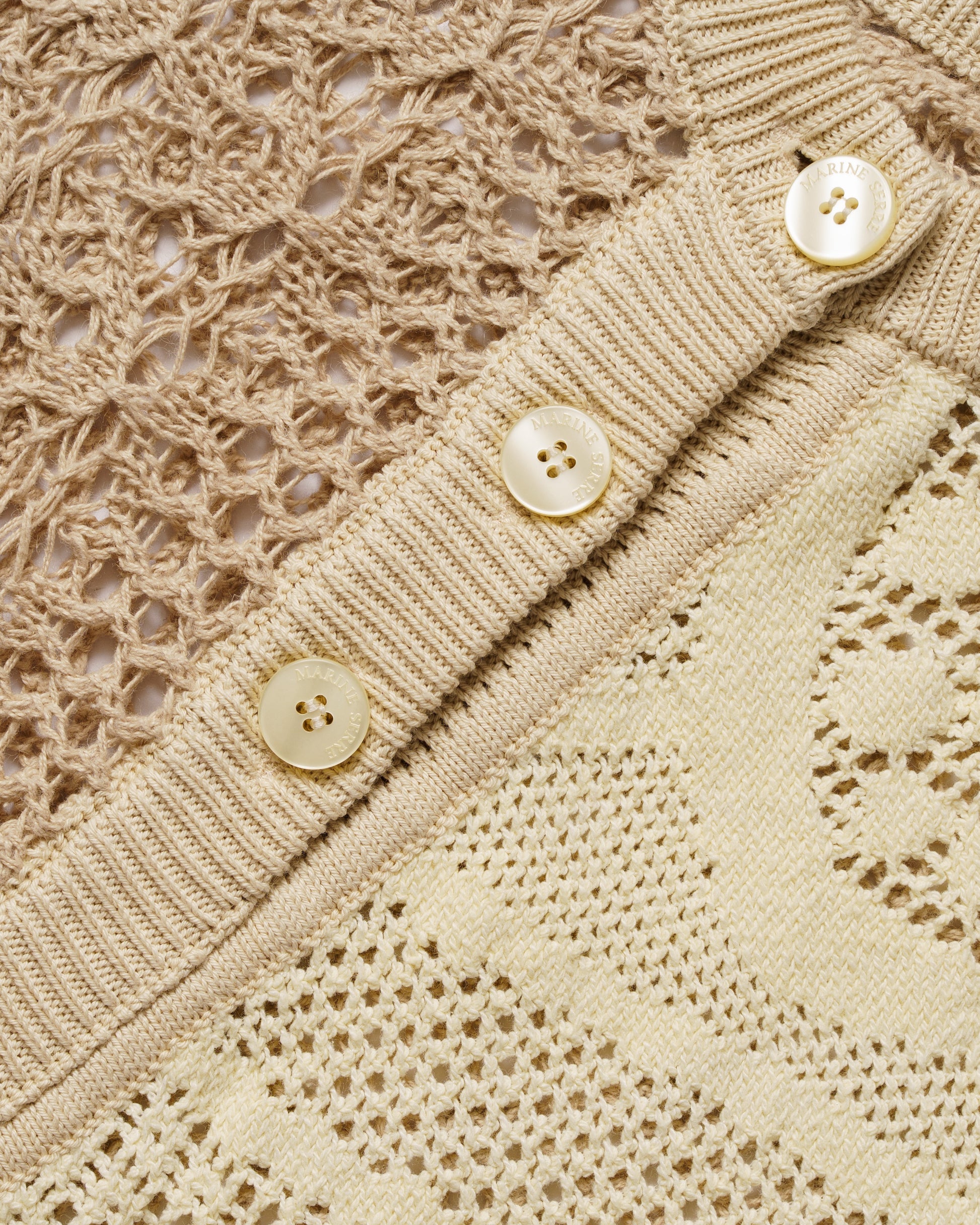 Marine Serre regenerated crochet raglan natural sweater Marine Serre