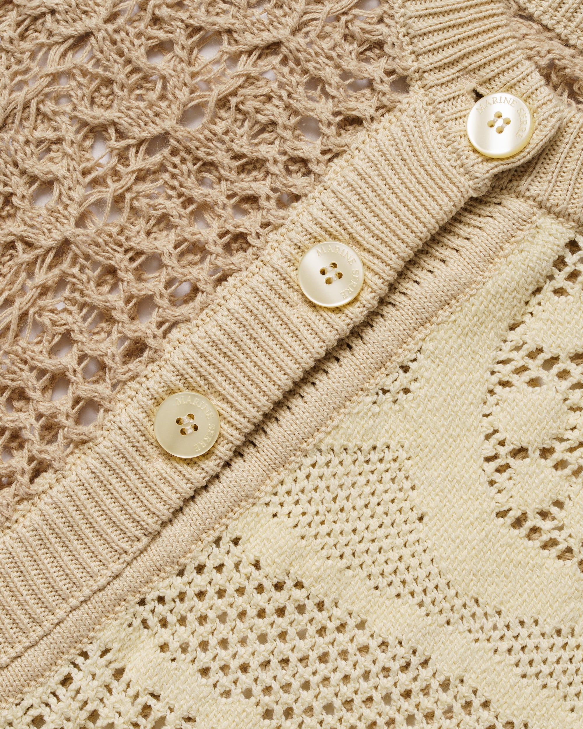 Marine Serre regenerated crochet raglan natural sweater