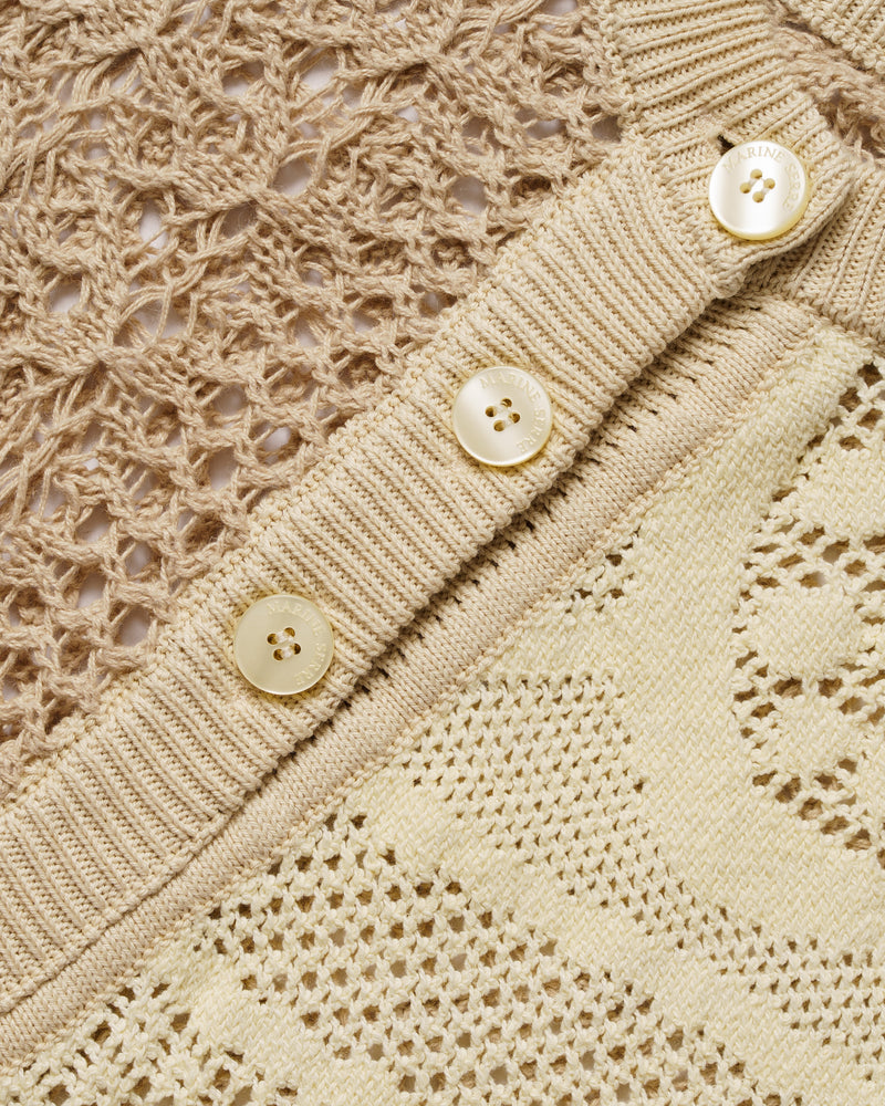 Marine Serre regenerated crochet raglan natural sweater thumbnail