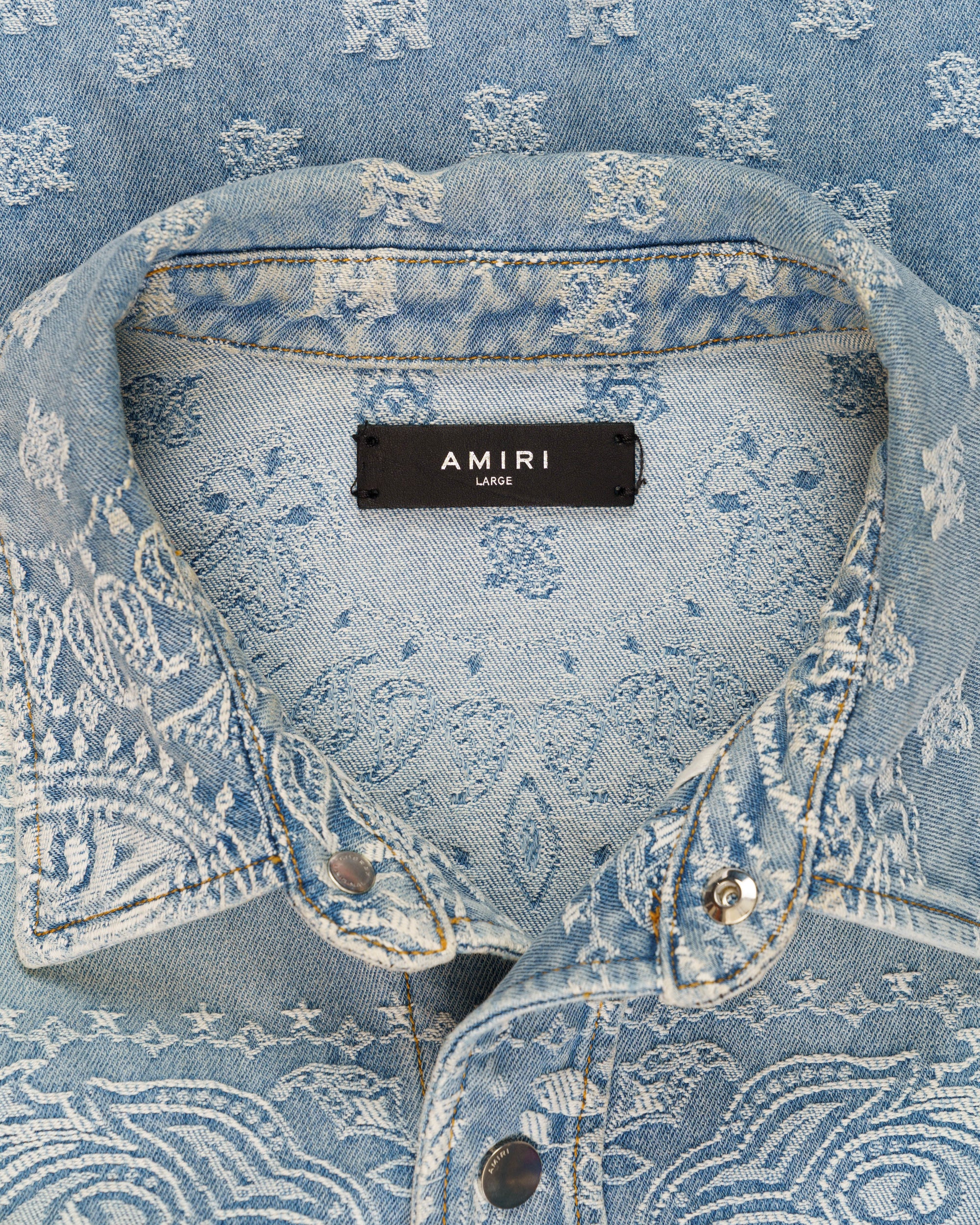 Amiri blue bandana jacquard denim shirt