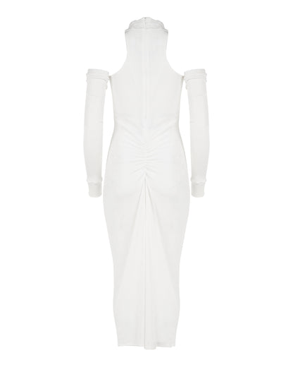 MISBHV 1-OF-1 open shoulders white long sleeve dress MISBHV