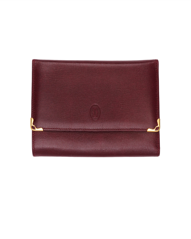 Cartier "must de Cartier" burgundy bifold wallet & card wallet set thumbnail