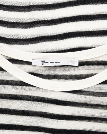 T by Alexander Wang see-through striped long sleeve t-shirt T