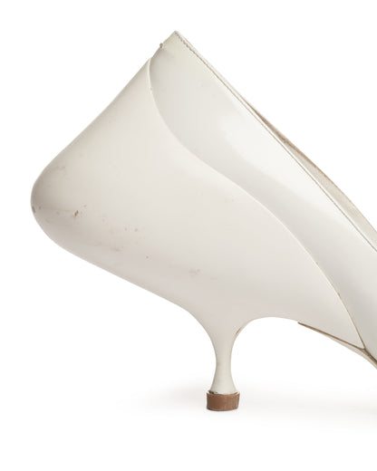 Maison Margiela humpbacked white leather pump heels Maison
