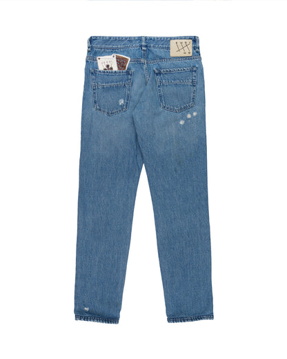 Fendi Cards Deck printed blue denim pants Fendi
