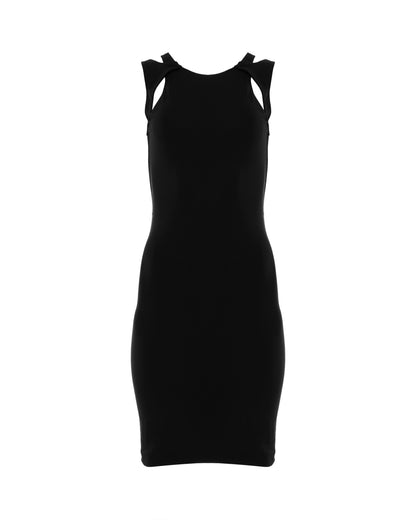 Gucci shoulder cut-out black mini dress Gucci
