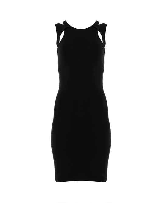 Gucci shoulder cut-out black mini dress Gucci