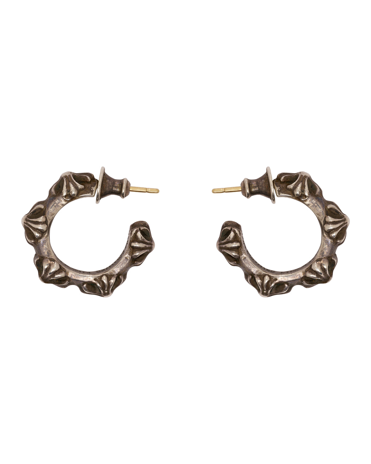 Chrome Hearts cross band hoop silver earrings