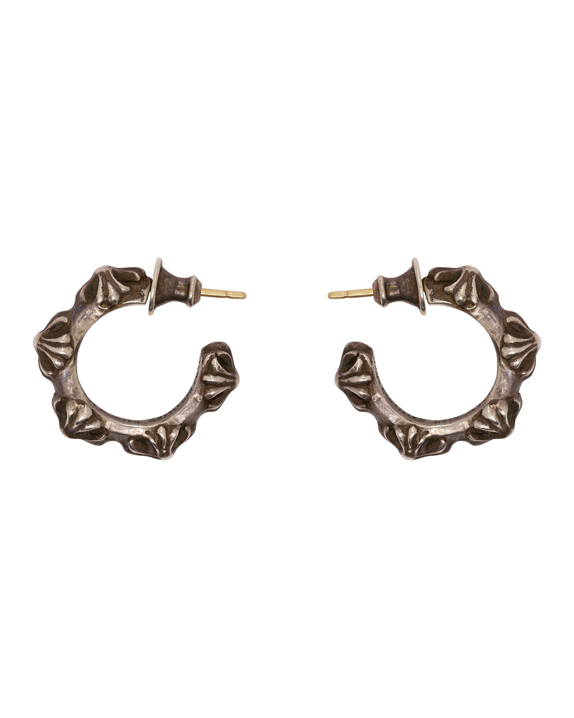 Chrome Hearts cross band hoop silver earrings