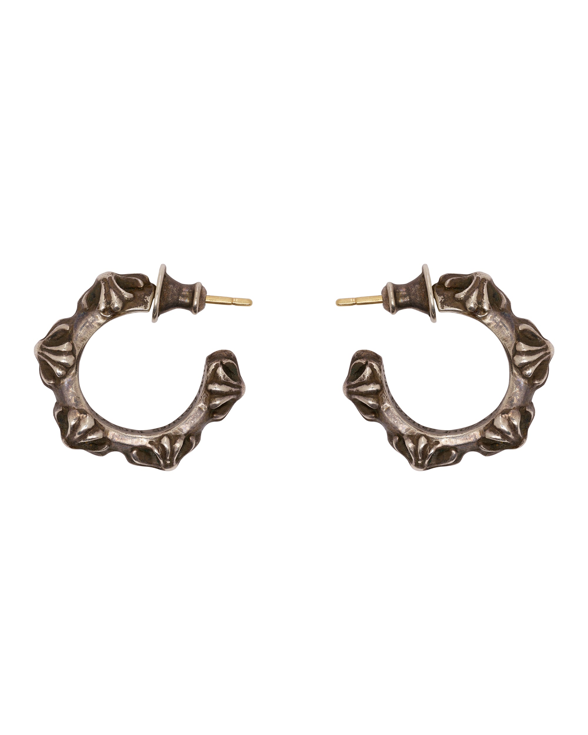 Chrome Hearts cross band hoop silver earrings