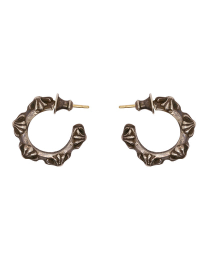 Chrome Hearts cross band hoop silver earrings