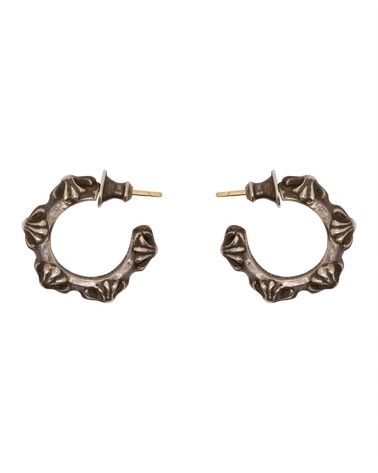 Chrome Hearts cross band hoop silver earrings