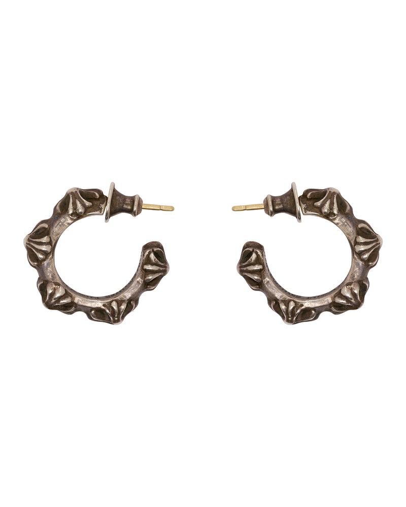 Chrome Hearts cross band hoop silver earrings