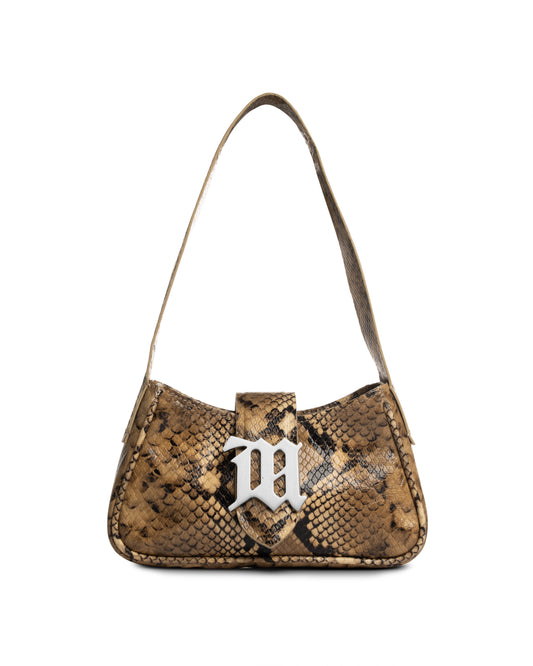 MISBHV metal logo plaque snake-embossed shoulder bag MISBHV