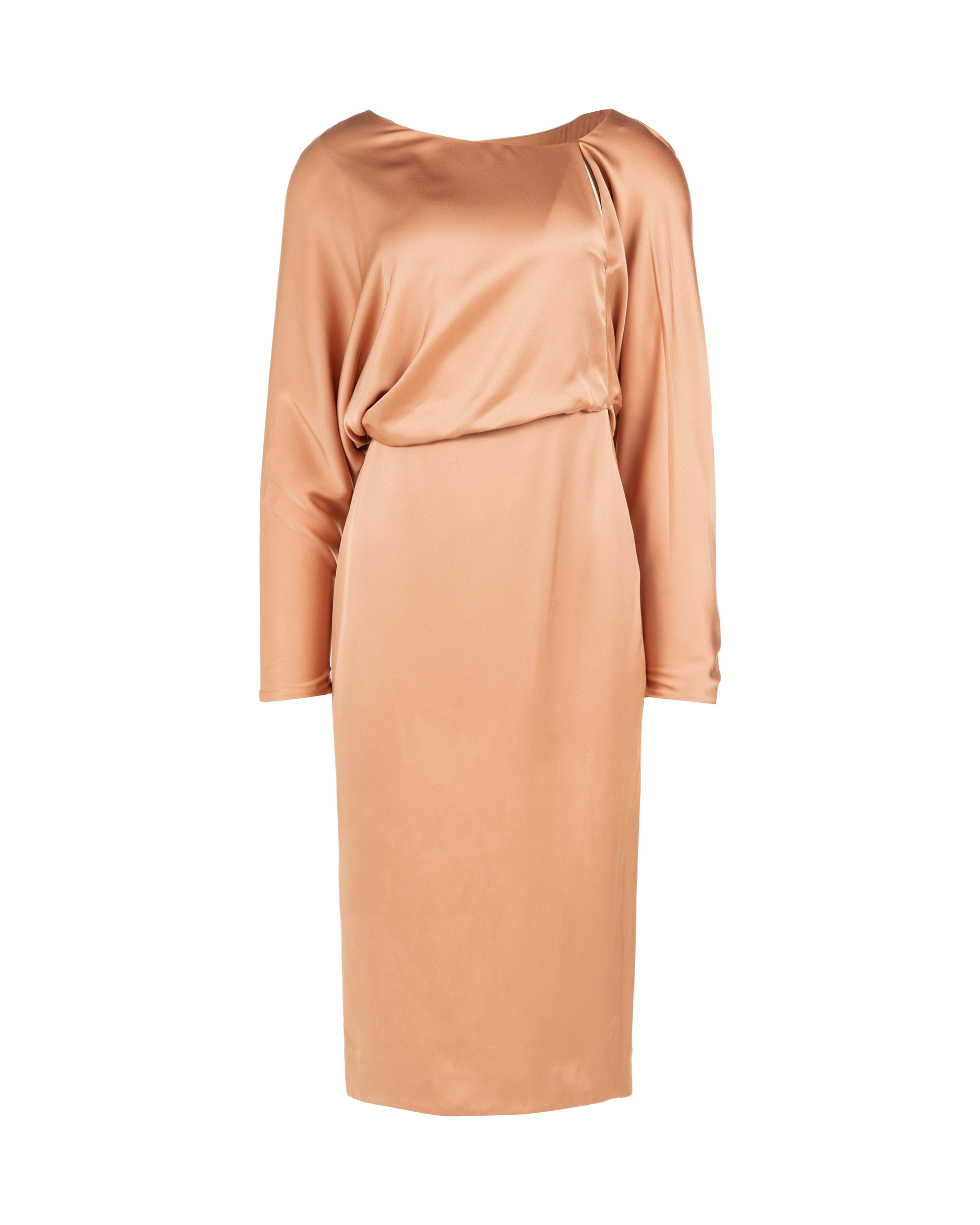 Tom Ford cut-out draped silk sand midi dress Tom