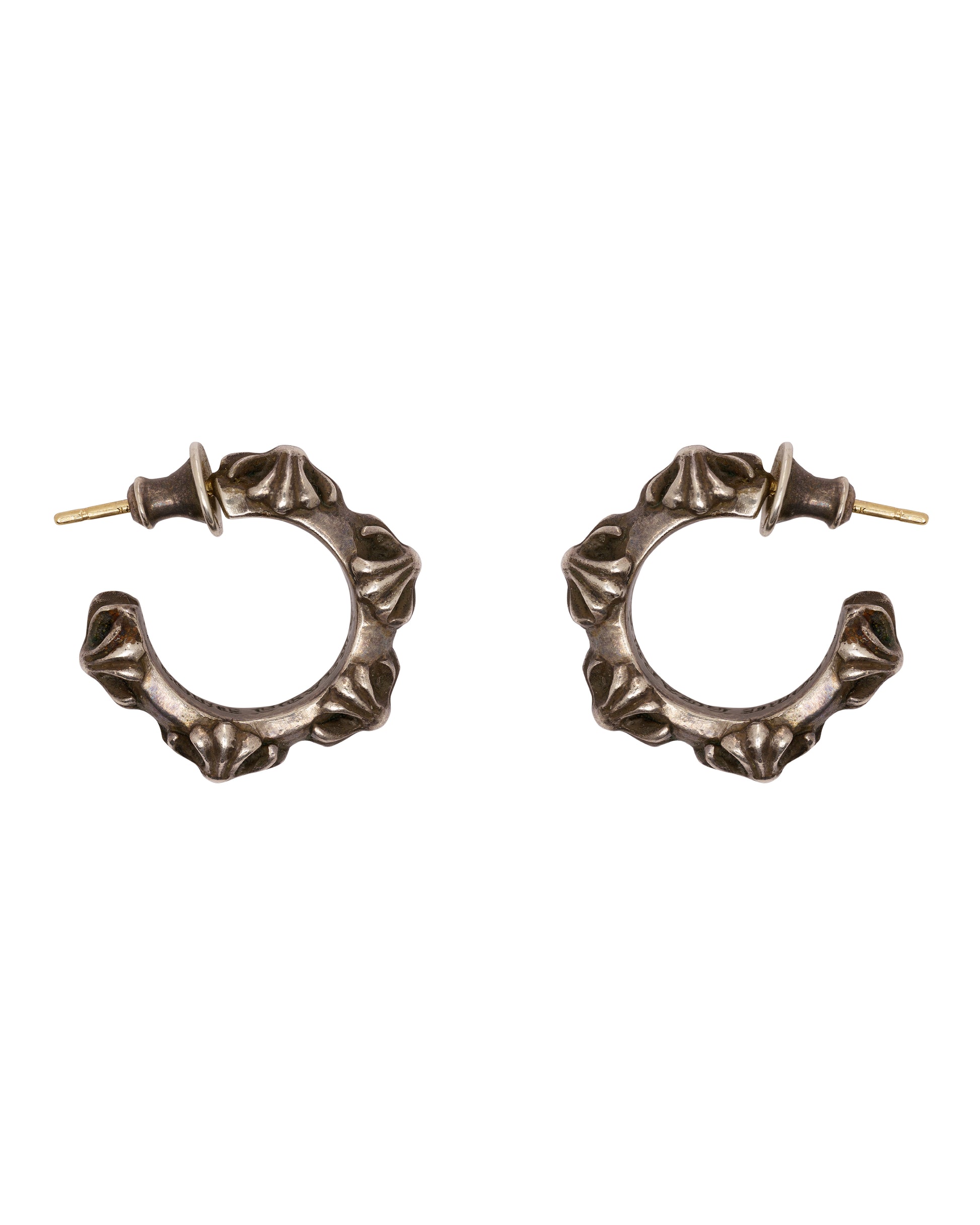 Chrome Hearts cross band hoop silver earrings-3