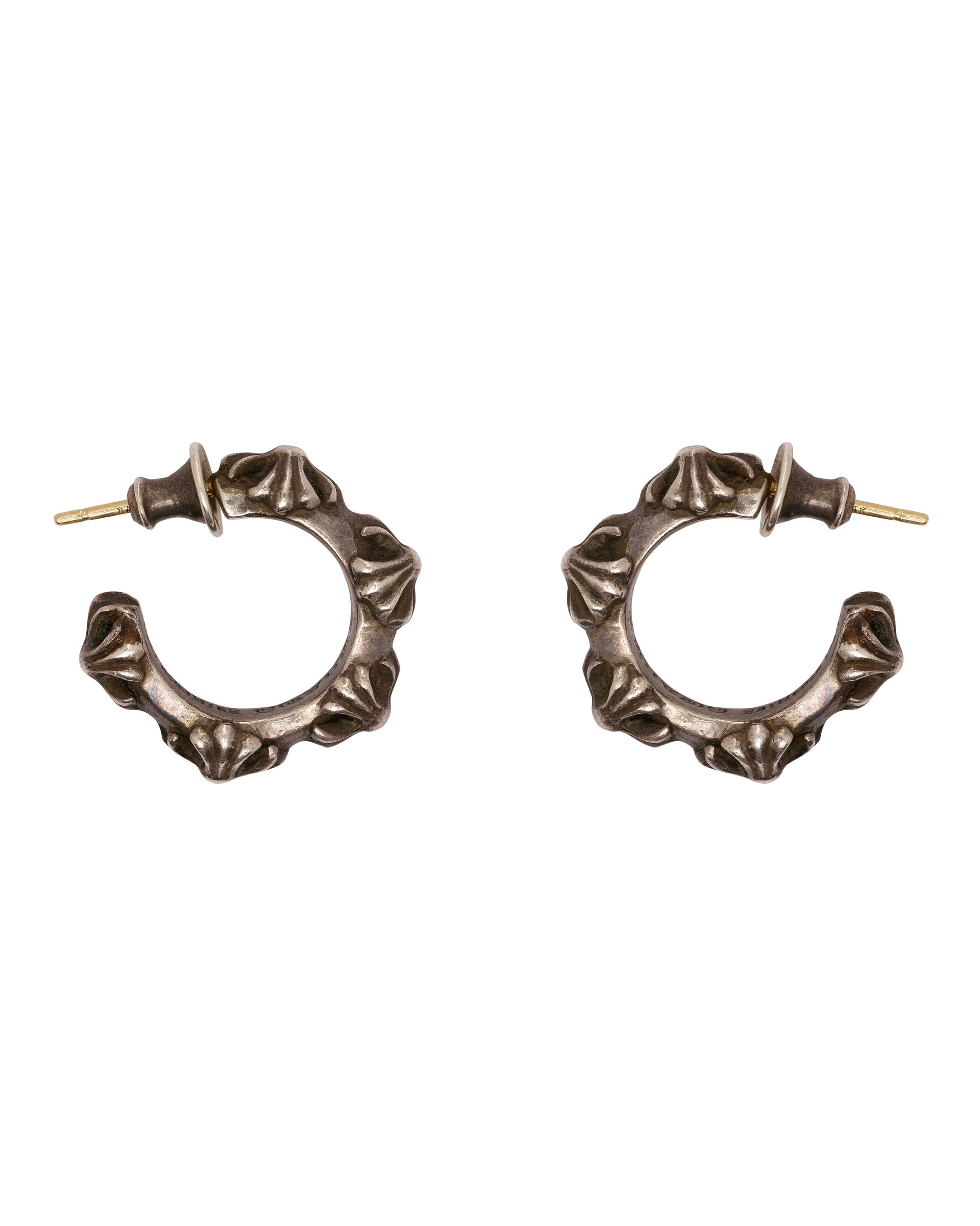 Chrome Hearts cross band hoop silver earrings