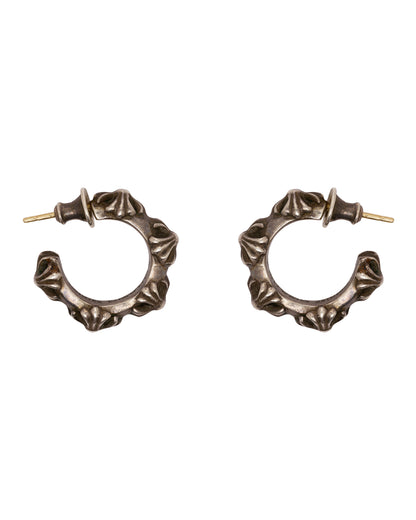 Chrome Hearts cross band hoop silver earrings-3