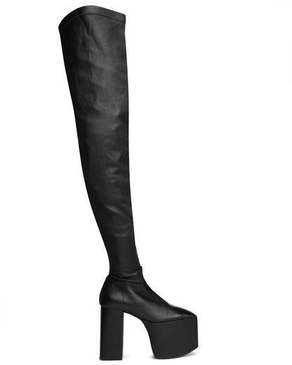 Balenciaga high-knee platform black leather boots Balenciaga