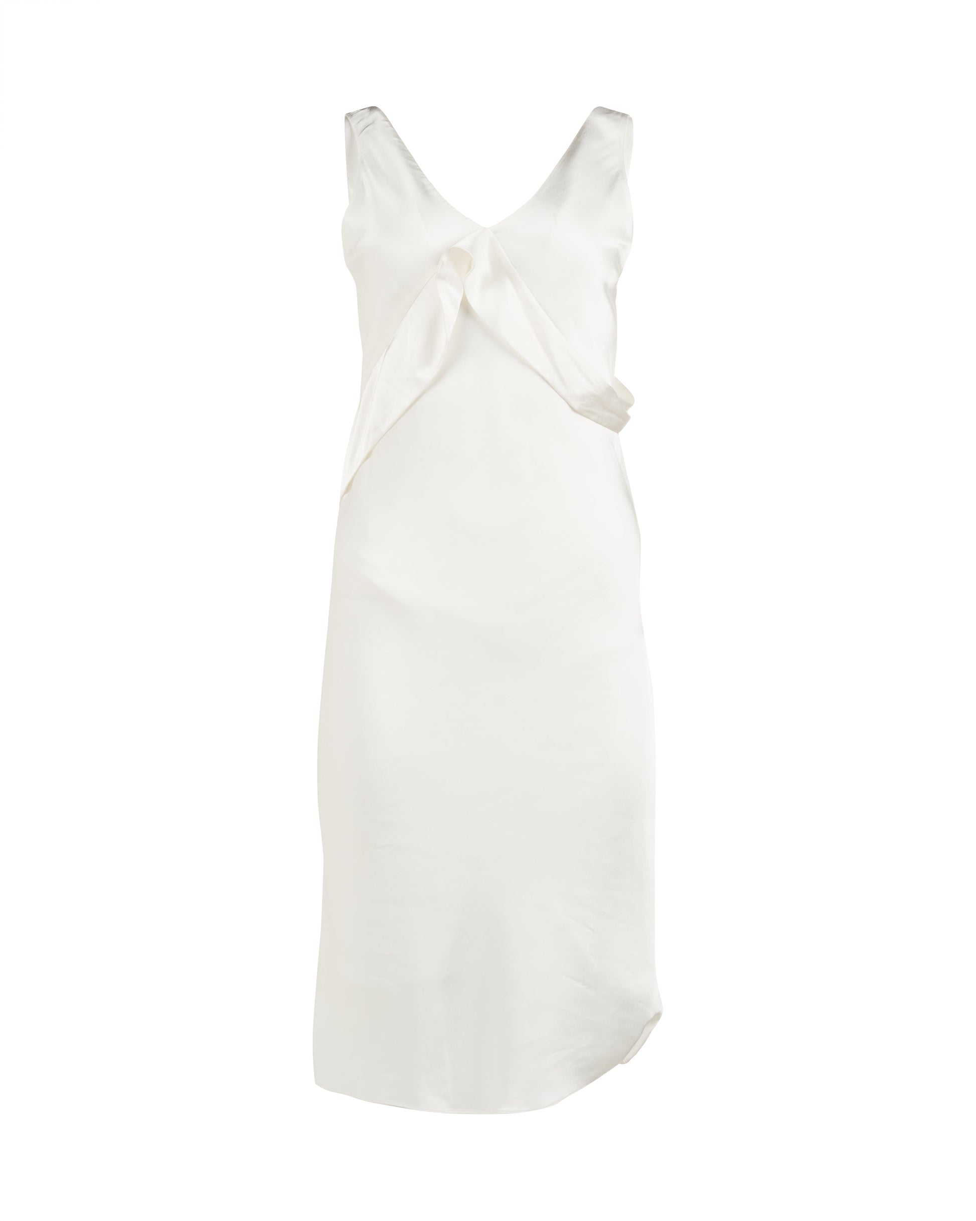 Helmut Lang Sash Ivory white double satin dress Helmut