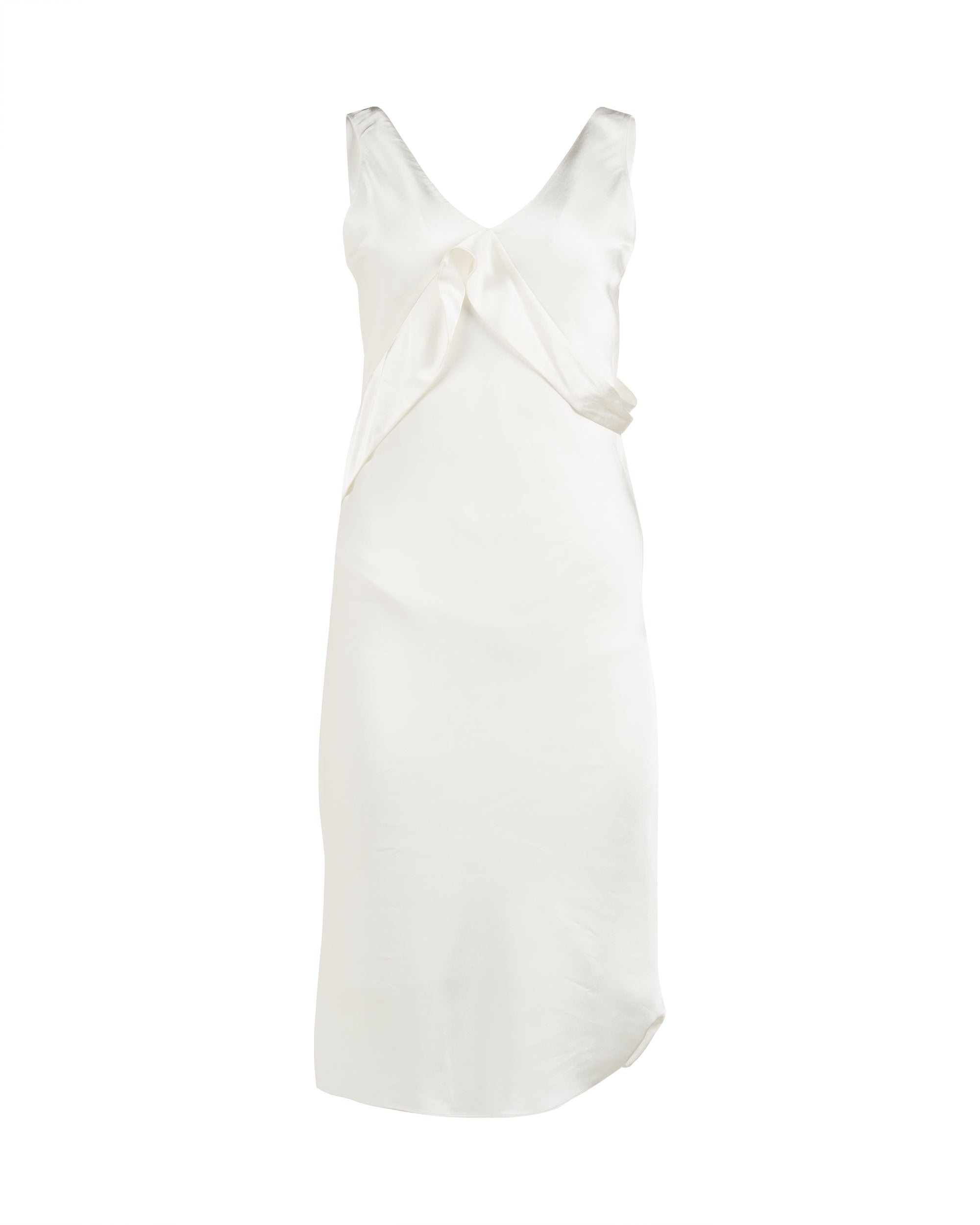 Helmut Lang Sash Ivory white double satin dress