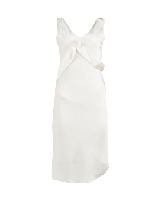 Helmut Lang Sash Ivory white double satin dress Helmut